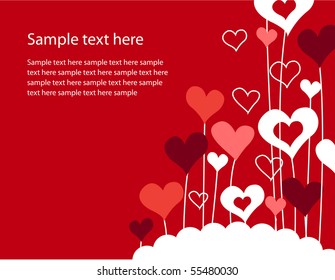 Background with growing hearts