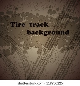 Background with grunge tire track and sample text