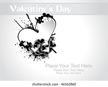background with grungy bloom pattern heart, vector illustration