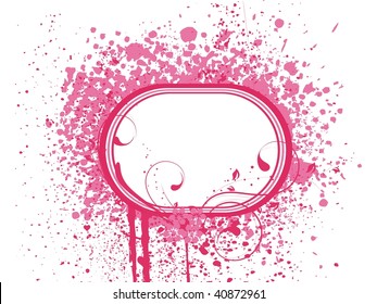background with grungy floral pattern frame, illustration