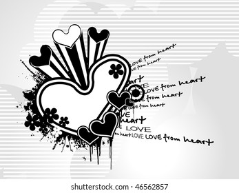 background with grungy heart, vector illustration