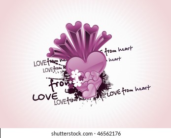 background with grungy purple heart, vector illustration