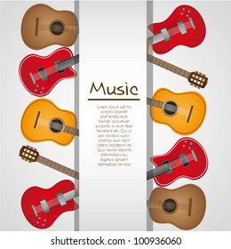 background of guitars, with  stripe on white background for text