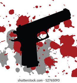 Background with gun gun and blood spots