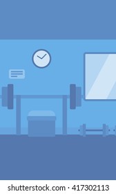 Background of gym with equipment.
