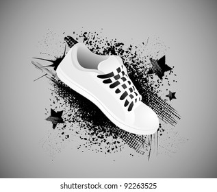 Background with gym shoes in style grunge