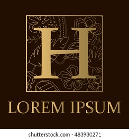 Background with H letter golden