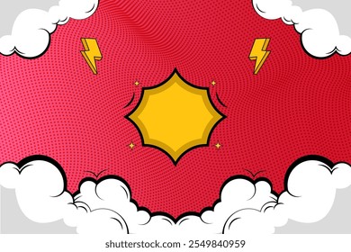 background halftone abstract colorful vector template clouds comic cartoon