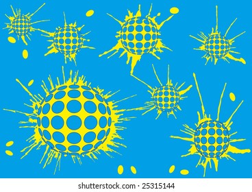 background halftone blot balls blue, vector illustration