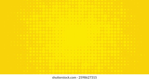 Background halftone circle vector. Orange dots on yellow background. Halftone Effect. comic book r modern arts