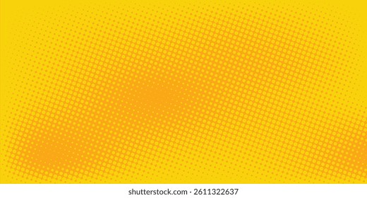Background halftone circle vector. Orange dots on yellow background. Halftone Effect. comic book retro style