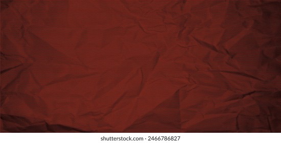 Fondo con textura punteada de semitono. Papel rojo arrugado. Diseño de textura abstracta de Vector.  Efecto de superposición arrugada. 