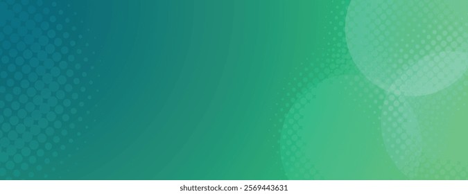 The background is halftone gradient style with green and blue colors, featuring a dotted texture. The green and blue background is vibrant and dynamic. Minimal halftone vector gradient background