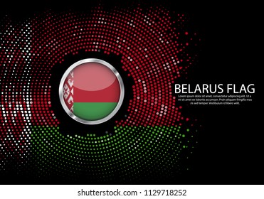 Background Halftone gradient template or LED neon Light on round Dots style of belarus flag.  Modern soccer cup for futuristic background with circle metallic round of belarus flag. Vector.