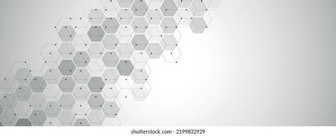 Background halftone vector technology. Hexagon design, honeycomb. Texture of lines, points, cells. Information grid. Artificial intelligence. Banner social networks, medicine, landing pages websites.