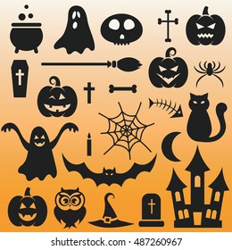 background with Halloween black icons