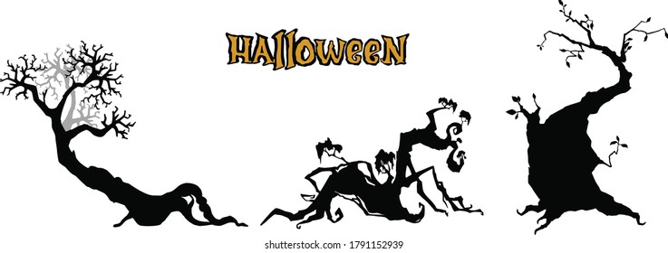 Background for Halloween. Black tree. 