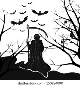 Background for halloween death with a scythe vector
