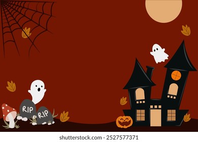 Background of Halloween Elements and Falling Leaves. Perfect for content and Halloween day events.