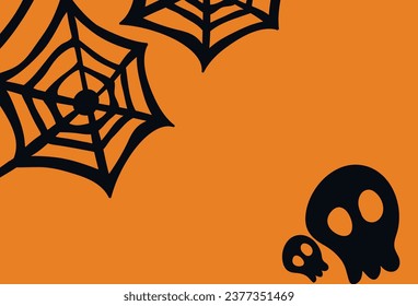 Halloween de fondo con elementos Fancy Spider Web, velas, murciélagos, mano con sangre, sombrero de bruja, elementos .Halloween de fondo naranja. Website Spooky, fondo o banner 