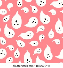 Background for Halloween. A ghost with a terrible face. illustration vector seamless pattern