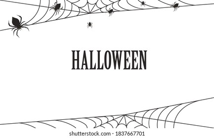 background for Halloween with hanging spiders.Vector Illustration