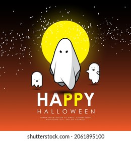 Background of Halloween icons with round frame. Template for packaging, cards, posters, menu.