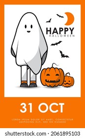 Background of Halloween icons with round frame. Template for packaging, cards, posters, menu.