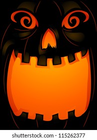 Background Halloween Illustration of a Jack-o'-Lantern with its Mouth Wide Open