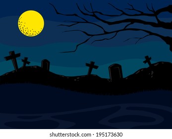 Background Halloween night tomb vector