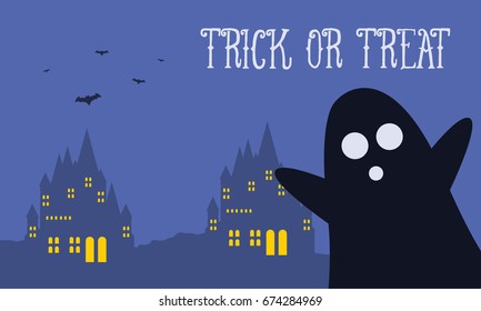 Background Halloween night woith dark castle