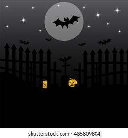 Background Halloween pumpkin graveyard bats