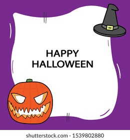 background for halloween with pumpkin and witch's hat