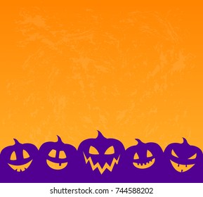 Background with Halloween pumpkins and copyspace. Vector.