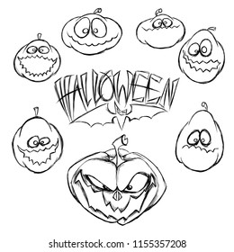 background with Halloween. pumpkins are evil and kind