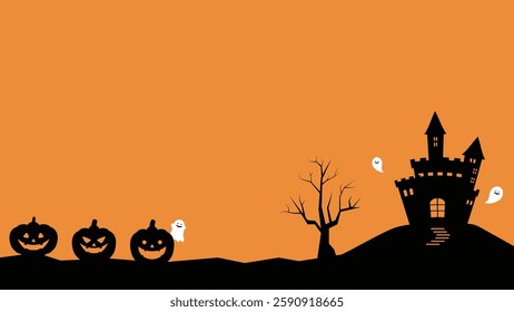 Background | Halloween, pumpkins, ghosts, castles