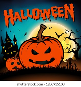 Background Halloween, Halloween pumpkins under the moonlight