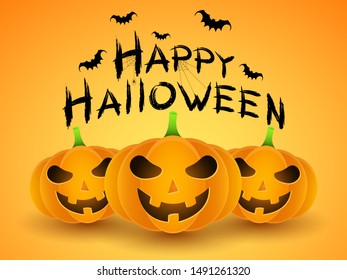 Background Halloween Smiling Angry Cartoon Pumpkins Stock Vector ...