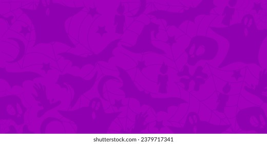 Background Halloween with Fancy Elements Spider Web, Candles, Bats, Hand with Blood, Witch Hat, Skull with Bone.Halloween Elements on Orange Background. Website Spooky, Background or Banner 