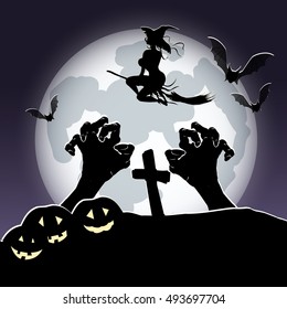 Background Halloween with Witch