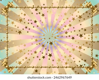 Background with halo, stars, ribbons and pearls