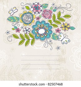 background of hand draw  flowers, vector illustration