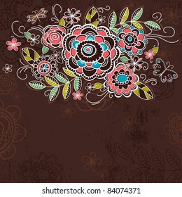 background of hand draw  flowers, vector illustration