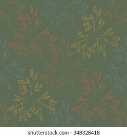 Background with hand drawing leaves. 
