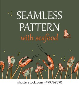 Background with hand drawing seafood