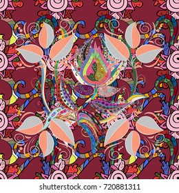 Background. Hand drawn abstract fancy elements. Watercolor painting imitation Vector illustration. Vintage leaves. Summer blooming theme.
