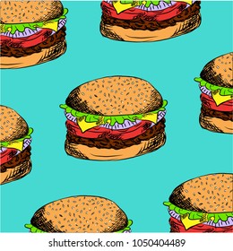Background with hand drawn burger