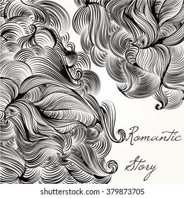 Background with hand drawn doodle swirl ornament vector illustration
