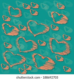 Background with hand drawn hearts