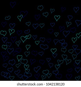 Background with hand drawn hearts. Cute simple pattern with falling hearts for cards, posters, banners, Valentine decoration. Vector holiday background. Romantic love motif. Falling confetti.